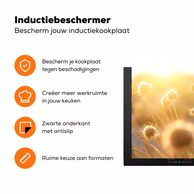 Zonovergoten Veldbloemen Inductie beschermer vinyl 3mm klein -zzzzzzz-td-ups