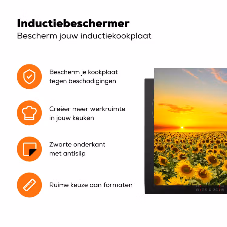 Zonsondergang Boven het Zonnebloemrijk Inductie beschermer vinyl 3mm klein -zzzzzzz-td-ups