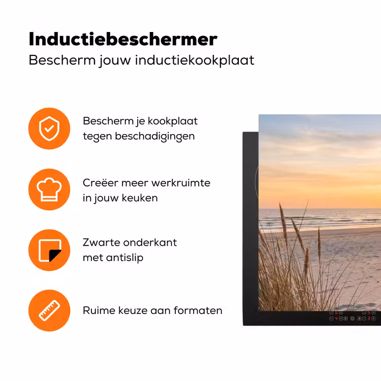Zonsondergang - Duinen - Zee Inductie beschermer vinyl 3mm klein -zzzzzzz-td-ups