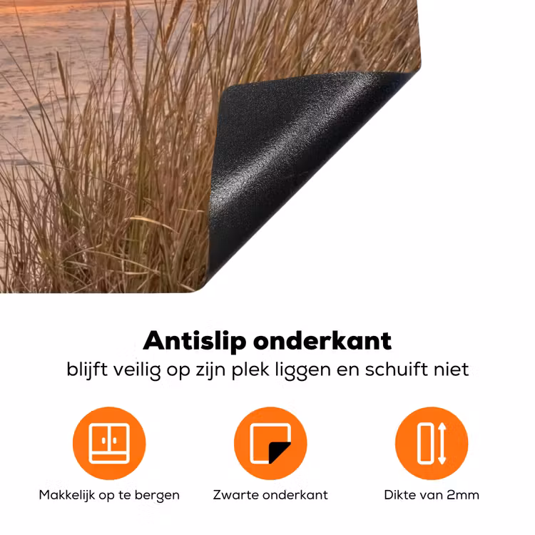 Zonsondergang - Duinen - Zee Inductie beschermer vinyl 3mm klein -zzzzzzz-td-onderkant