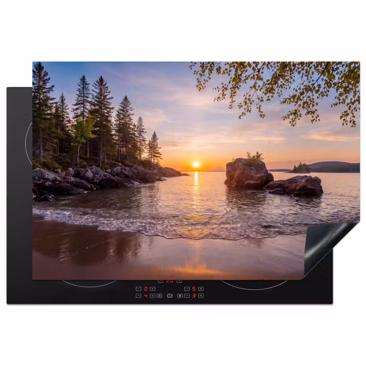 Zonsondergang - Kust - Water - Natuur - Oranje Inductie beschermer vinyl 3mm klein -3d