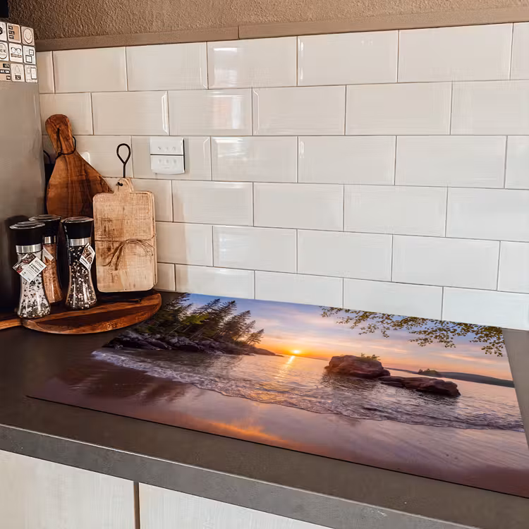 Zonsondergang - Kust - Water - Natuur - Oranje Inductie beschermer vinyl 3mm klein -sfeer3