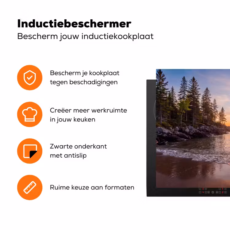 Zonsondergang - Kust - Water - Natuur - Oranje Inductie beschermer vinyl 3mm klein -zzzzzzz-td-ups