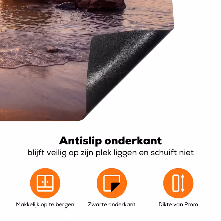 Zonsondergang - Kust - Water - Natuur - Oranje Inductie beschermer vinyl 3mm klein -zzzzzzz-td-onderkant