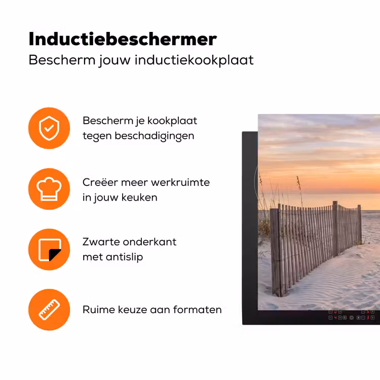 Zonsondergang - Strand - Zand Inductie beschermer vinyl 3mm klein -zzzzzzz-td-ups