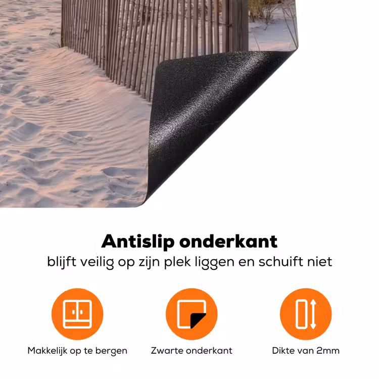 Zonsondergang - Strand - Zand Inductie beschermer vinyl 3mm klein -zzzzzzz-td-onderkant