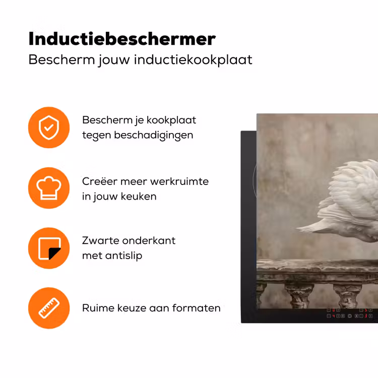 Zwaan - Elegant - Dieren - Wit Inductie beschermer vinyl 3mm klein -zzzzzzz-td-ups