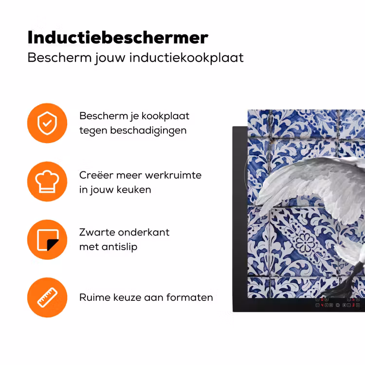 Zwaan - Kunst - Delfts blauw - Schilderij - Oude meesters Inductie beschermer vinyl 3mm klein -zzzzzzz-td-ups