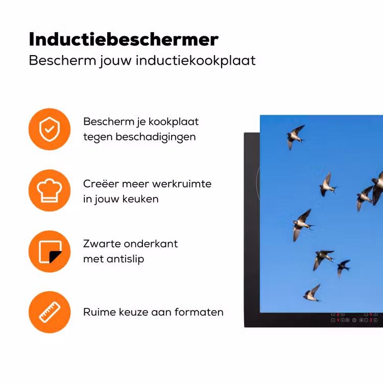 Zwaluwen - Vliegen - Blauw Inductie beschermer vinyl 3mm klein -zzzzzzz-td-ups