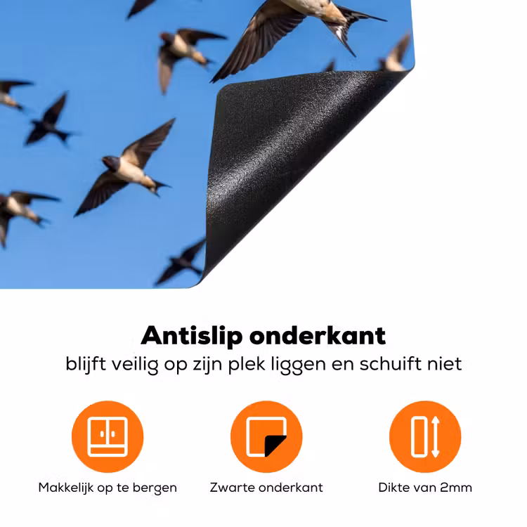 Zwaluwen - Vliegen - Blauw Inductie beschermer vinyl 3mm klein -zzzzzzz-td-onderkant