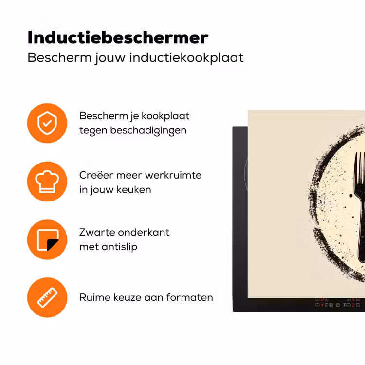 Zwart - Bestek - Rondje Inductie beschermer vinyl 3mm klein -zzzzzzz-td-ups
