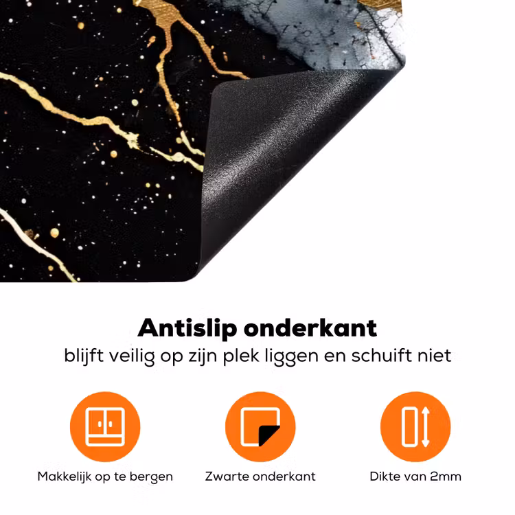 Zwart - Goud - Strepen Inductie beschermer vinyl 3mm klein -zzzzzzz-td-onderkant