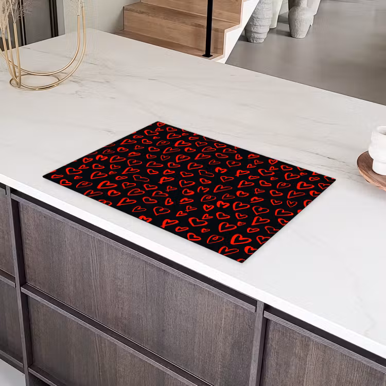 Zwart - Harten - Rood Inductie beschermer vinyl 3mm klein 276 -sfeer8