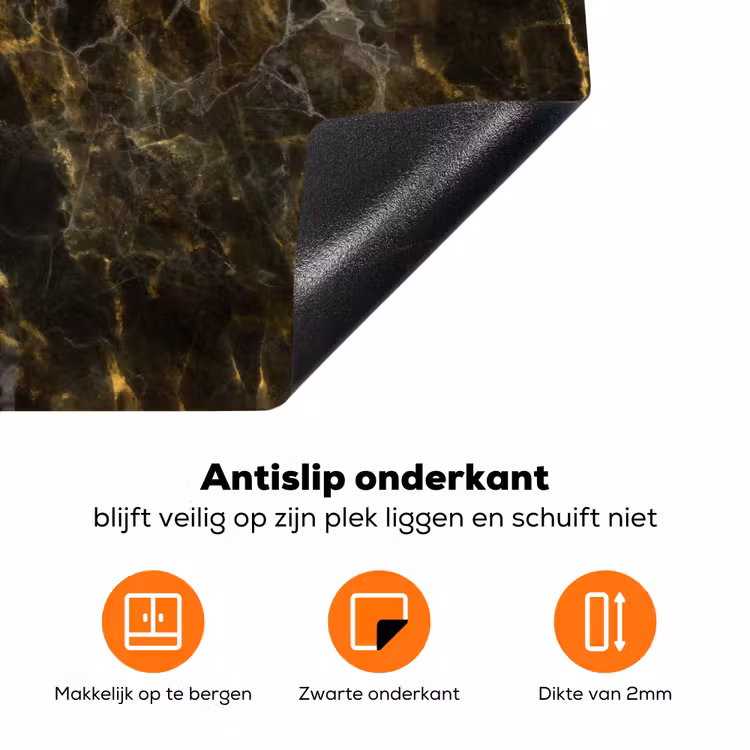 Zwart - Marmer - Goud Inductie beschermer vinyl 3mm klein 276 -zzzzzzz-td-onderkant