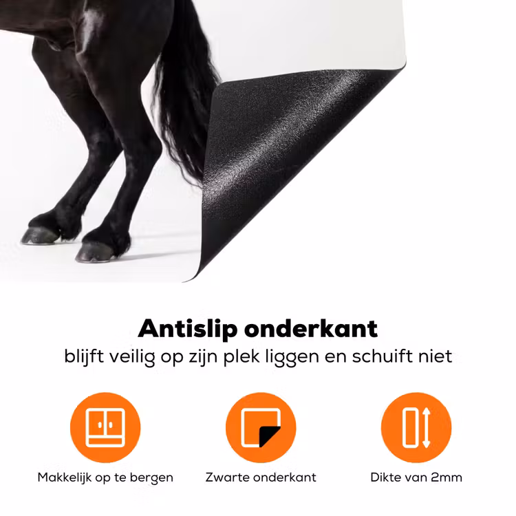 Zwart - Paard - Portret Inductie beschermer vinyl 3mm klein -zzzzzzz-td-onderkant