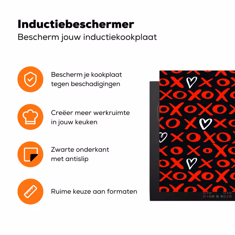 Zwart - Rood - Contrast - Liefde Inductie beschermer vinyl 3mm klein 276 -zzzzzzz-td-ups