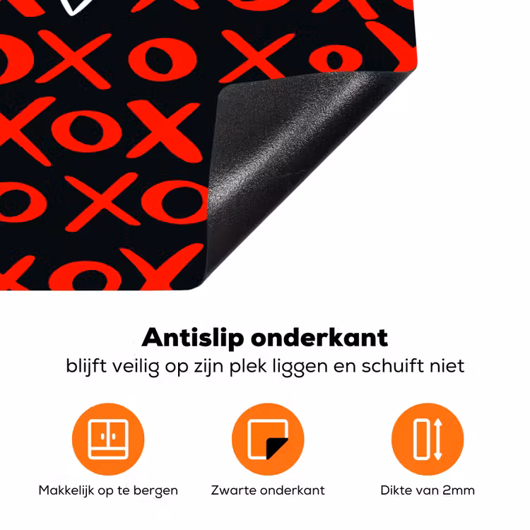Zwart - Rood - Contrast - Liefde Inductie beschermer vinyl 3mm klein 276 -zzzzzzz-td-onderkant