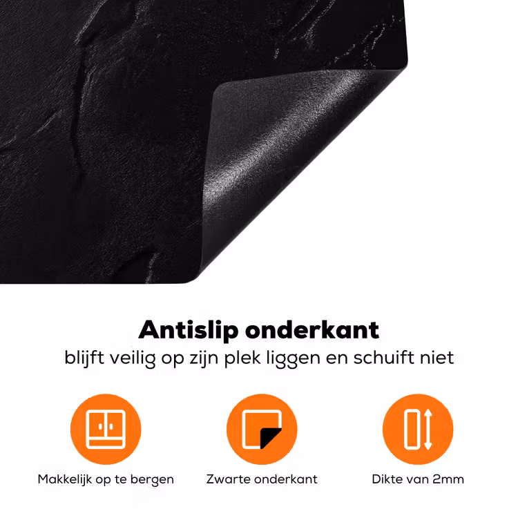 Zwart - Steen - Beton Inductie beschermer vinyl 3mm klein -zzzzzzz-td-onderkant