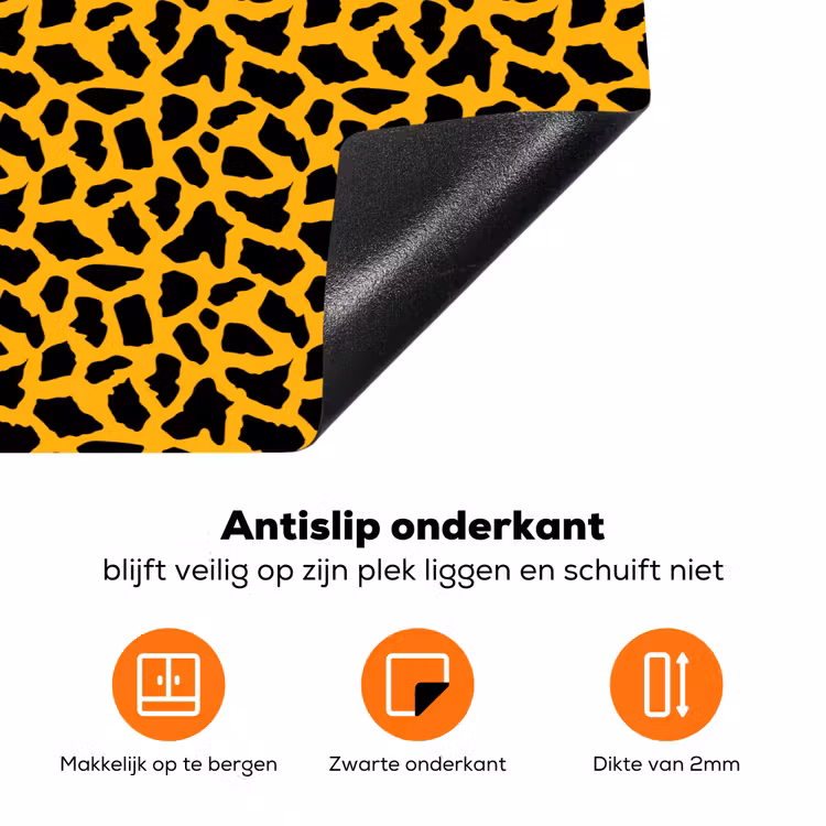 Zwart - Vlekken - Oranje - Dier Inductie beschermer vinyl 3mm klein 276 -zzzzzzz-td-onderkant