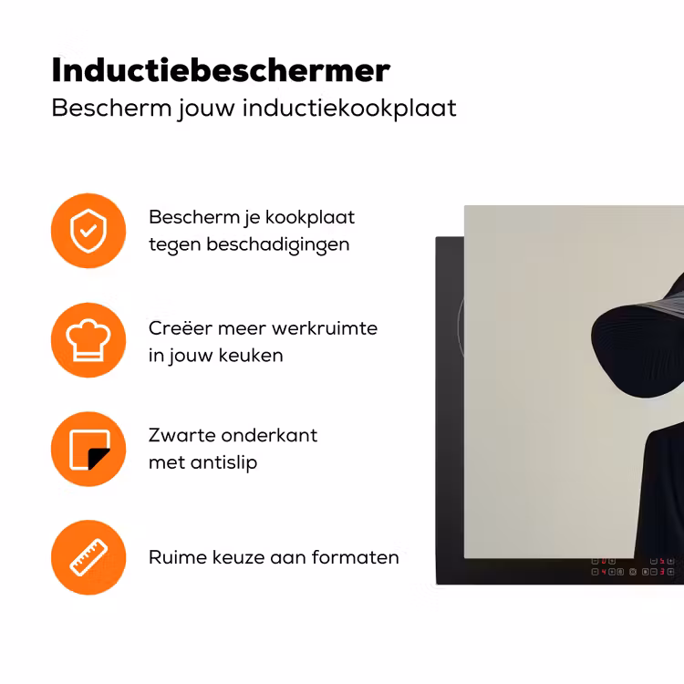 Zwart - Vrouw - Hoed Inductie beschermer vinyl 3mm klein -zzzzzzz-td-ups