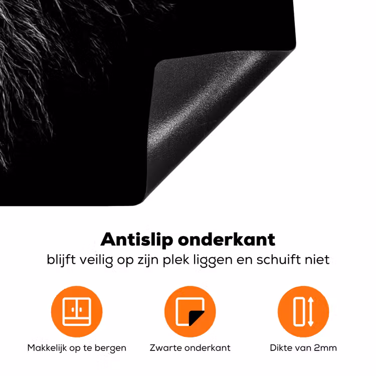 Zwart Wit - Leeuw - Kop - Dieren Inductie beschermer vinyl 3mm klein -zzzzzzz-td-onderkant