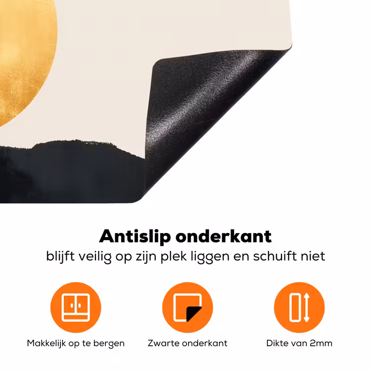 Zwarte boom - Gouden cirkel - Heuvel Inductie beschermer vinyl 3mm klein -zzzzzzz-td-onderkant