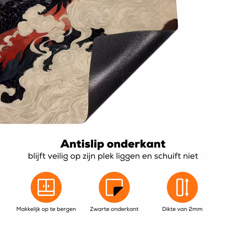 Zwarte draak - Rookwolken - Rood Inductie beschermer vinyl 3mm klein -zzzzzzz-td-onderkant