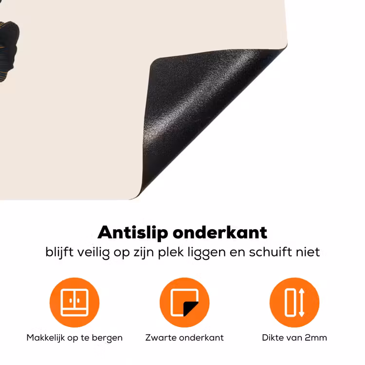 Zwarte kolibrie - Bloem - Gouden cirkel Inductie beschermer vinyl 3mm klein -zzzzzzz-td-onderkant