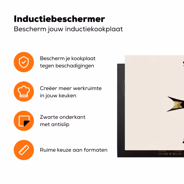 Zwarte zwaluw - Gouden accenten - Lichte achtergrond Inductie beschermer vinyl 3mm klein -zzzzzzz-td-ups