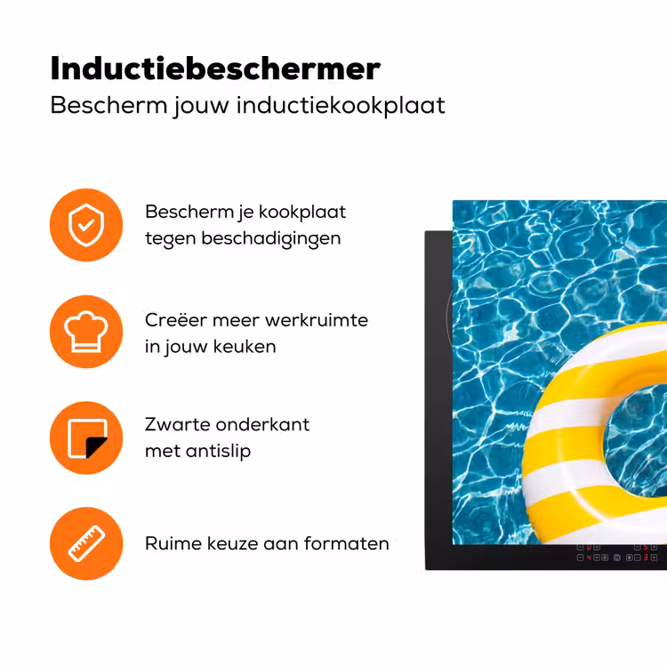 Zwembad - Zwembanden - Zomer - Geel - Blauw Inductie beschermer vinyl 3mm klein -zzzzzzz-td-ups