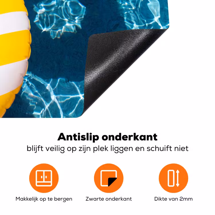 Zwembad - Zwembanden - Zomer - Geel - Blauw Inductie beschermer vinyl 3mm klein -zzzzzzz-td-onderkant