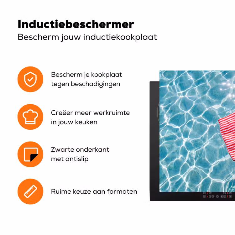 Zwemkleding - Gestreept - Water - Zomer - Rood-wit Inductie beschermer vinyl 3mm klein -zzzzzzz-td-ups