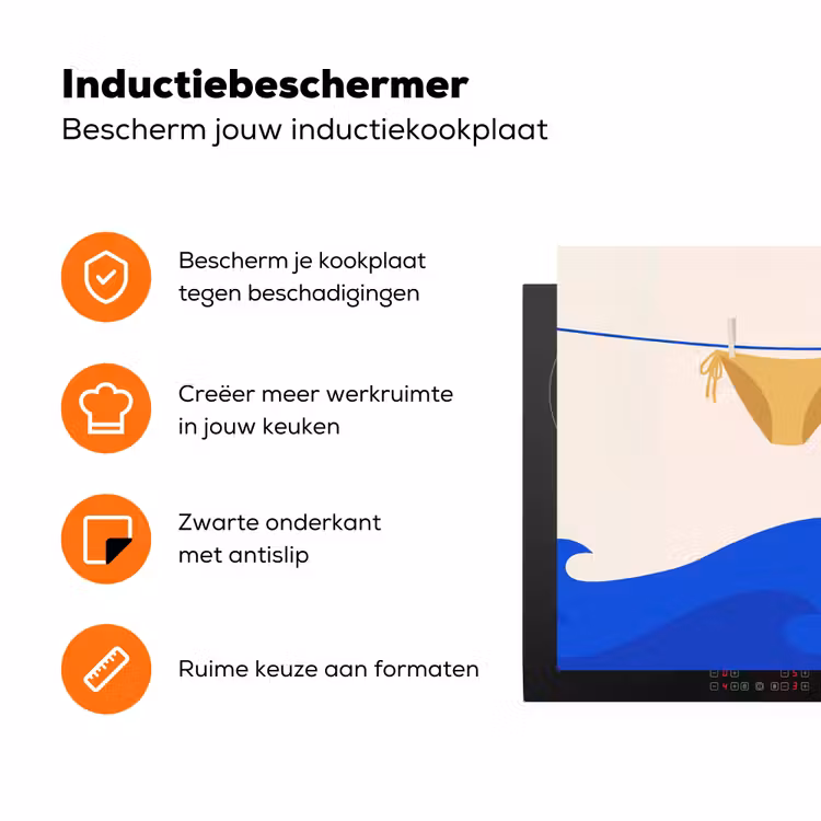 Zwemkleding - Zee - Zomer - Illustratie - Geel Inductie beschermer vinyl 3mm klein -zzzzzzz-td-ups