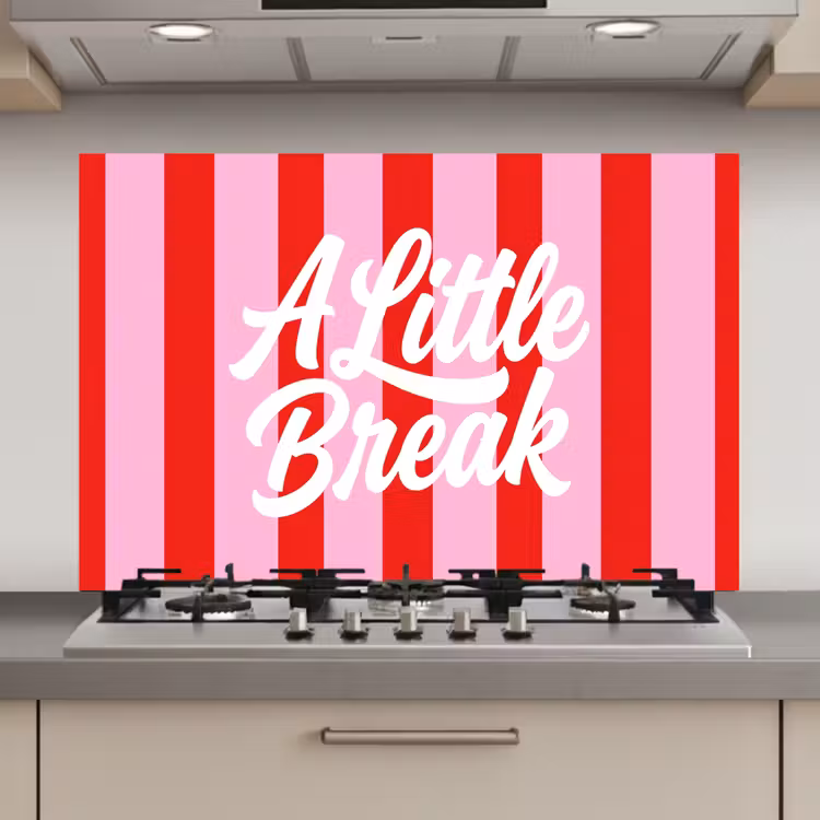 A Little Break - Strepen - Rood - Roze keuken achterwand spatscherm klein -3d_website