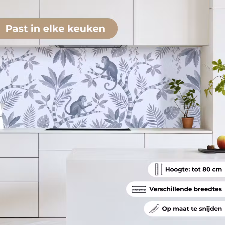 Aap - Boom - Bladeren - Jungle - Illustratie keuken achterwand 2 middel -sfeer4_NL