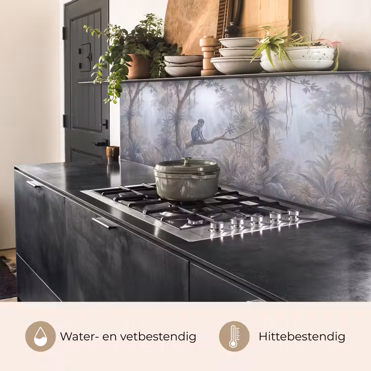 Aap - Boom - Jungle - Natuur - Grijs keuken achterwand 2 middel -usp_NL