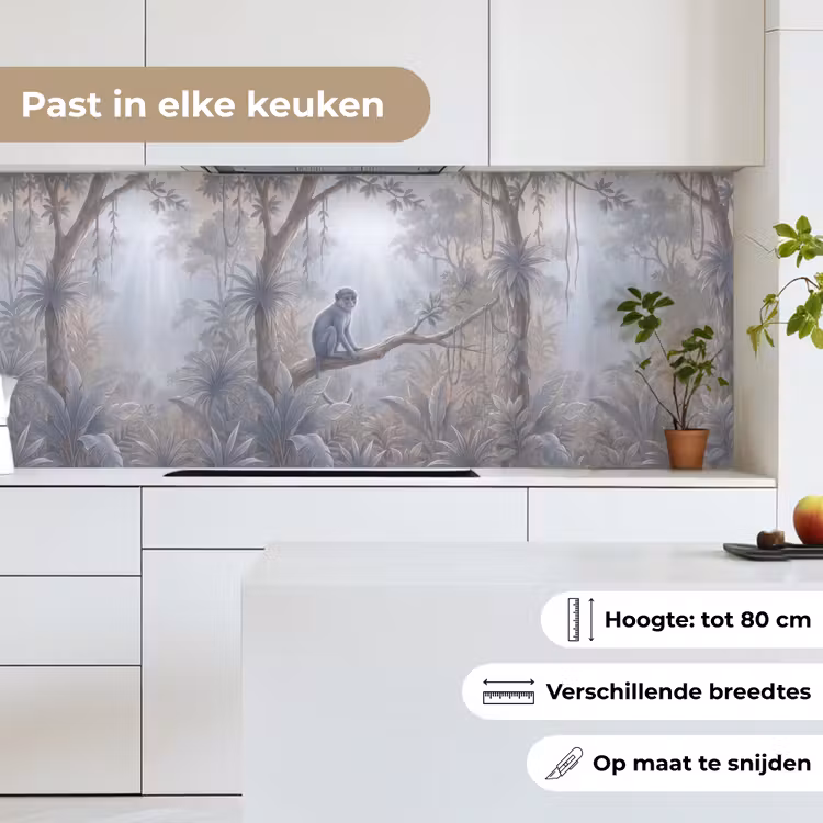Aap - Boom - Jungle - Natuur - Grijs keuken achterwand 2 middel -sfeer4_NL