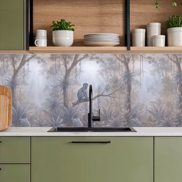 Aap - Boom - Jungle - Natuur - Grijs keuken achterwand 2 middel -sfeer3