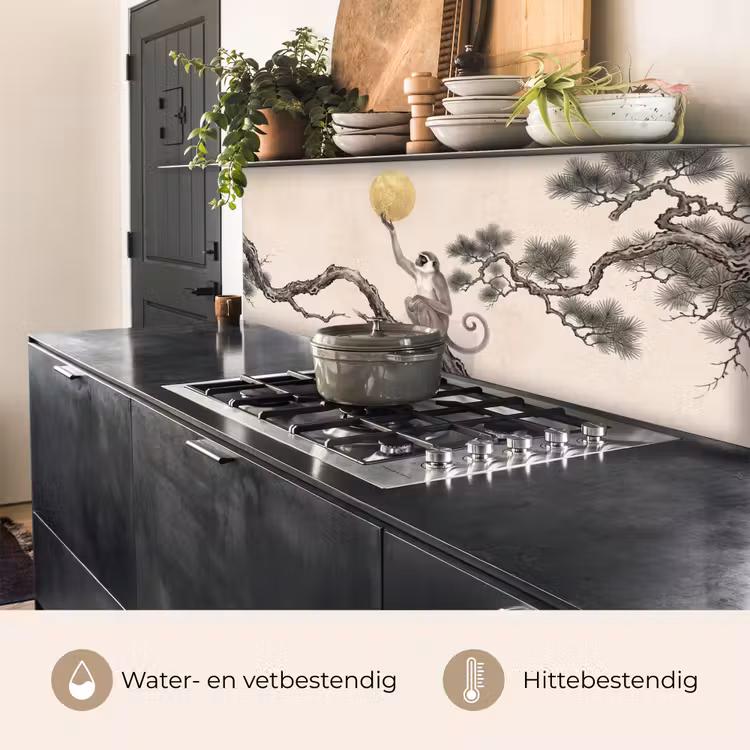 Aap - Maan - Goud keuken achterwand 2 middel -usp_NL