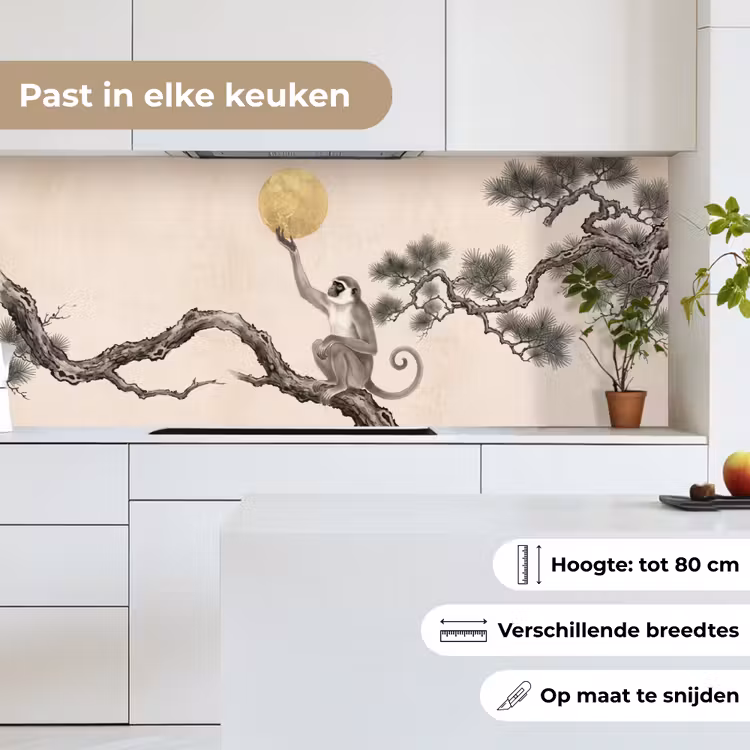 Aap - Maan - Goud keuken achterwand 2 middel -sfeer4_NL