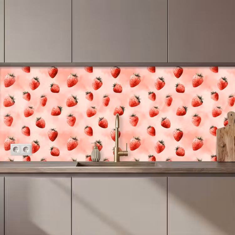 Aardbei - Patroon - Roze keuken achterwand 2 middel 871 zz_3dshopping