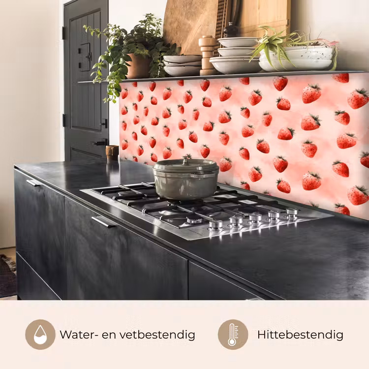 Aardbei - Patroon - Roze keuken achterwand 2 middel 871 -usp_NL