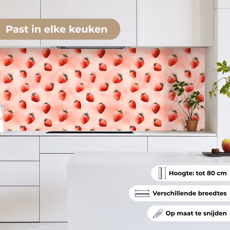 Aardbei - Patroon - Roze keuken achterwand 2 middel 871 -sfeer4_NL