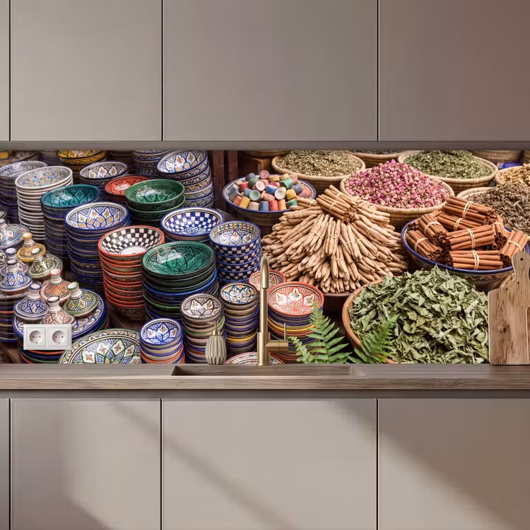 Keuken achterwand - Aardewerk - Oosters - Kleurrijk - Aardewerk - Oosters - Kleurrijk keuken achterwand 2 middel zz_3dshopping