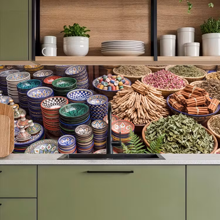 Keuken achterwand - Aardewerk - Oosters - Kleurrijk - Aardewerk - Oosters - Kleurrijk keuken achterwand 2 middel