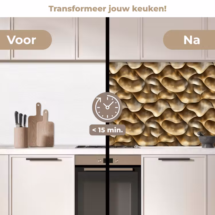 Abstract - Antiek - Goud keuken achterwand 2 middel 871 -voor-na2_NL