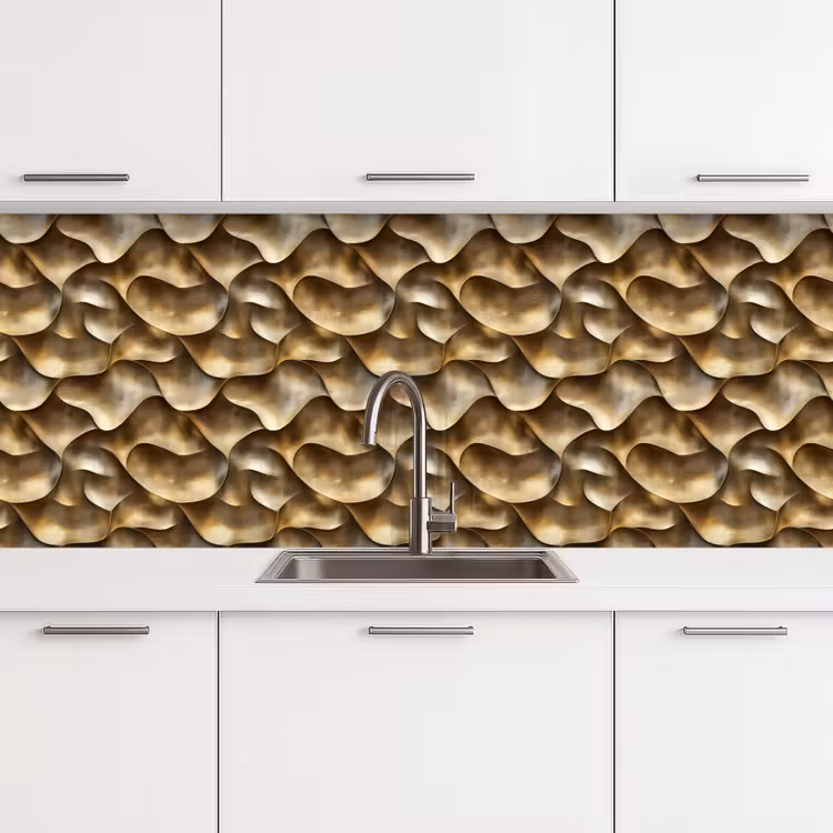 Abstract - Antiek - Goud keuken achterwand 2 middel 871 -3d