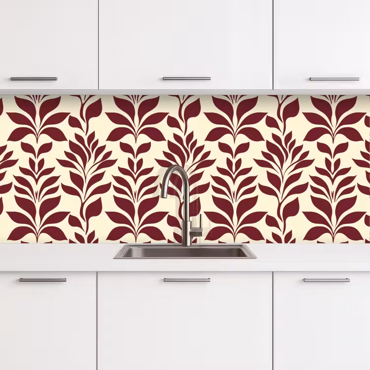 Abstract - Bladeren - Burgundy keuken achterwand 2 middel 871 -3d