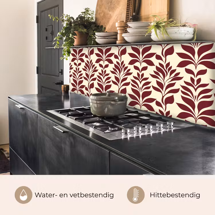 Abstract - Bladeren - Burgundy keuken achterwand 2 middel 871 -usp_NL