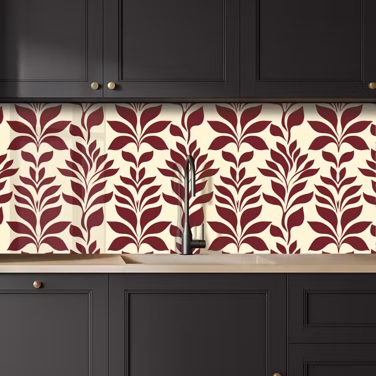Abstract - Bladeren - Burgundy keuken achterwand 2 middel 871 -sfeer1